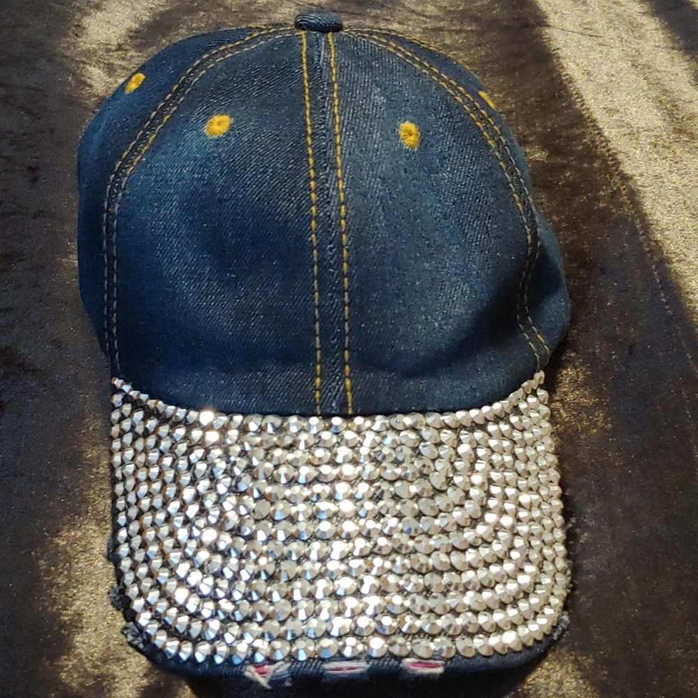 Rhinestone Denim Cap
